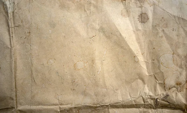 Textura Starého Zažloutlého Listu Papíru Skvrnami Vráskami — Stock fotografie