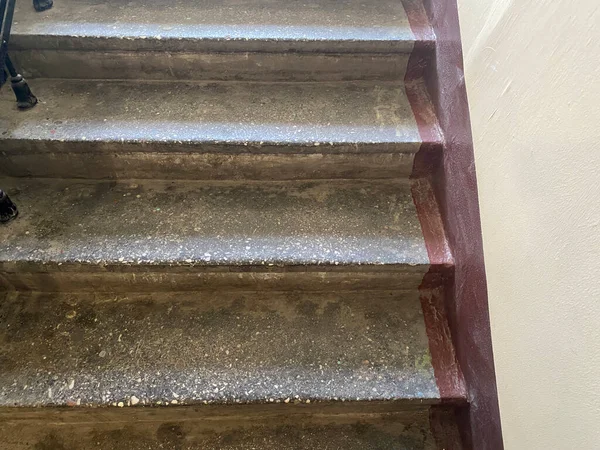 Una Vieja Escalera Granito Color Gris Que Conduce Casa — Foto de Stock