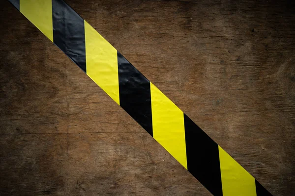 Yellow Forbidding Tape Wooden Background Retro Style — Stock Photo, Image