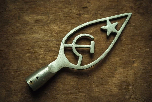 Metallknauf Für Eine Flagge Mit Den Symbolen Der Sowjetunion Hammer — Stockfoto