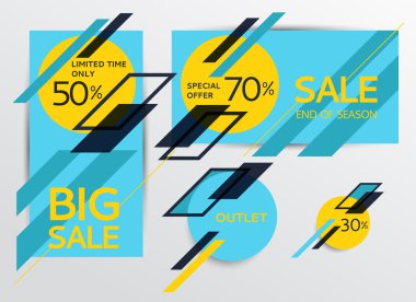 Satış pankartları dizaynı. Vektör illüstrasyonu