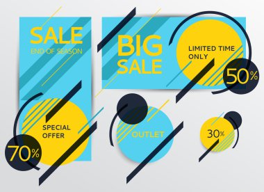 Satış pankartları dizaynı. Vektör illüstrasyonu
