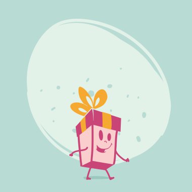 Komik hediye kutusu. Çizgi karakter. Vektör çizgi film.