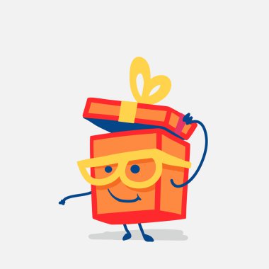 Hediye kutuları karakter. Vektör çizim