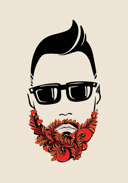 El sakallı hippi çizilmiş portresi. Geleneksel Rus tarzı