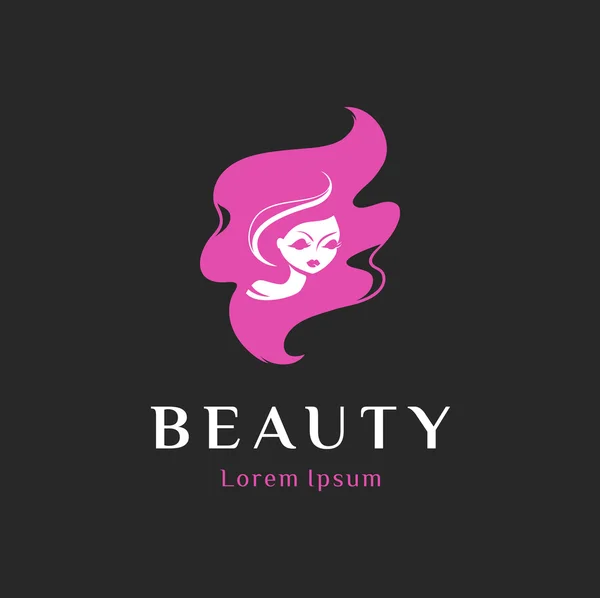 美容女性の顔。化粧品サロンのロゴデザイン. — ストックベクタ