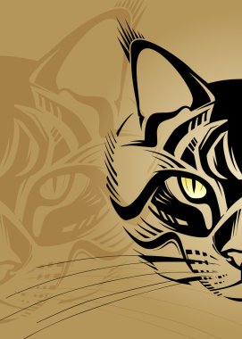 Stilize kedi yüz. Vektör çizim