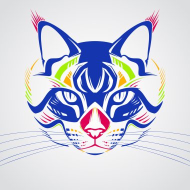 Yaratıcı renk illüstrasyon kedi