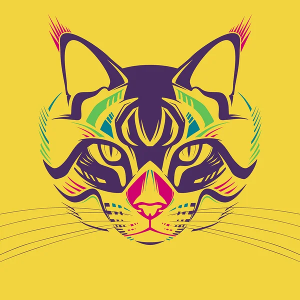 Ilustración creativa de la cabeza de un gato — Archivo Imágenes Vectoriales