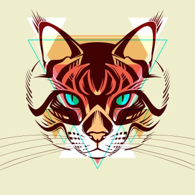 kedi. moda illüstrasyon
