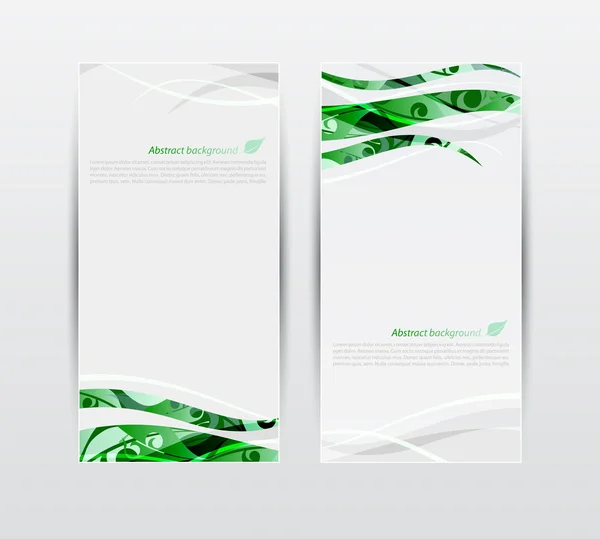 Conjunto de pancartas con hojas verdes — Vector de stock