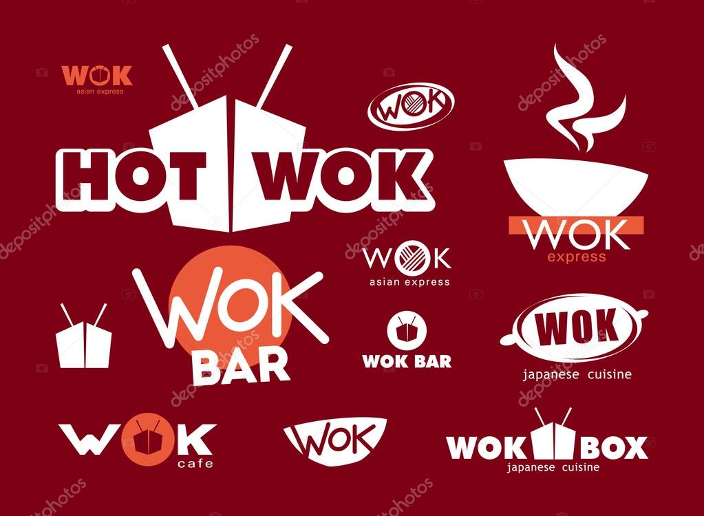 Wok labels, signs, symbols and design elements