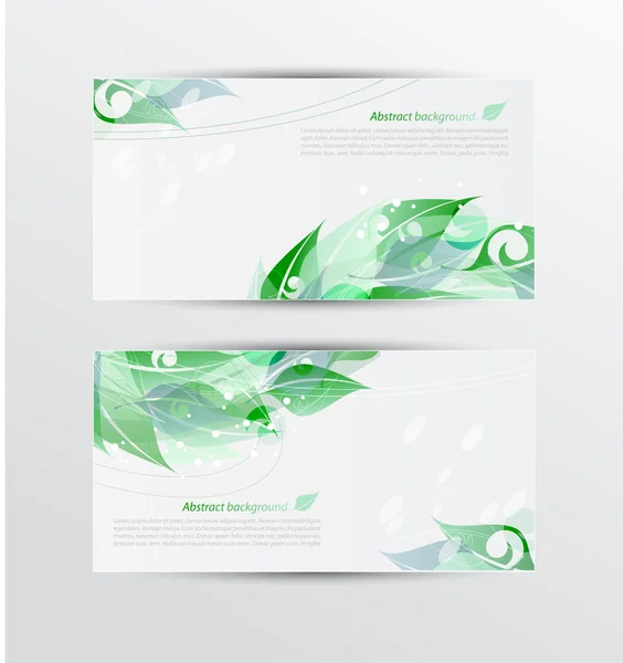 Ensemble de bannières avec feuilles vertes — Image vectorielle