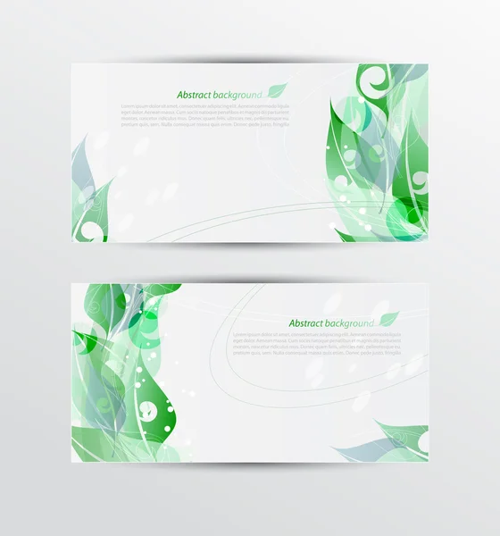 Set van banners met groene bladeren — Stockvector