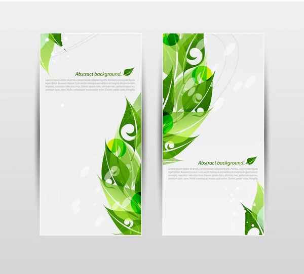 Conjunto de pancartas con hojas verdes frescas — Vector de stock