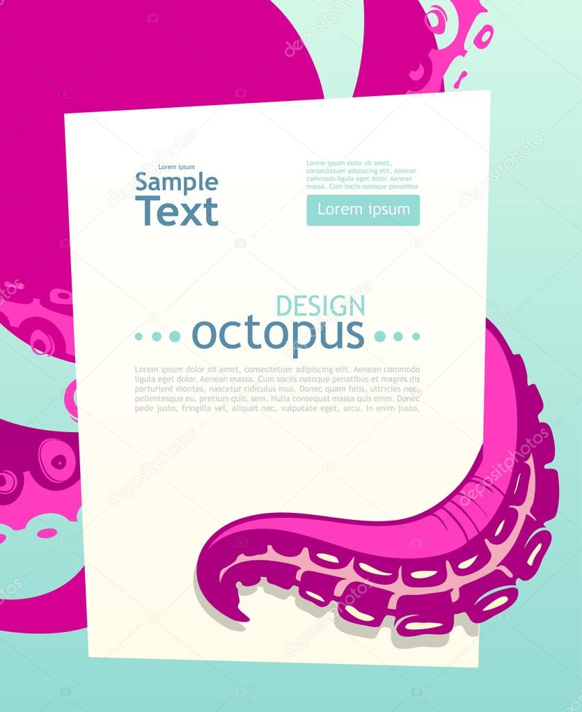 Bright octopus. Flyer design template