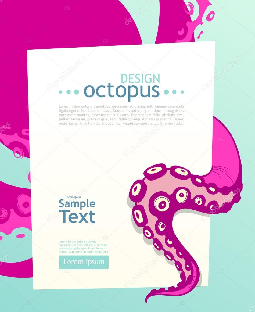 Bright octopus. Flyer design template