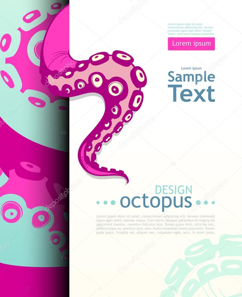 Bright octopus. Flyer design template