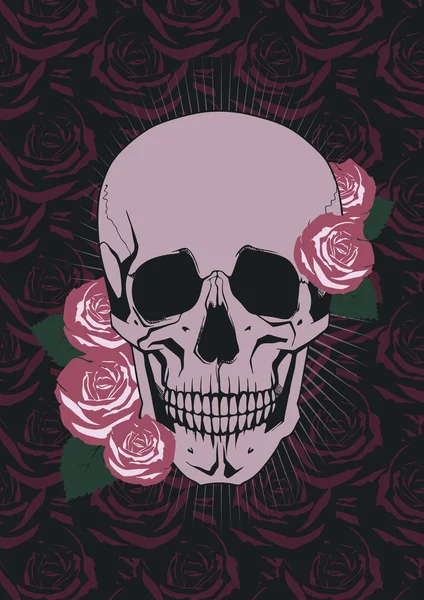 Totenschädel mit Blumen Tag der Toten — Stockvektor