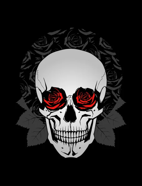 Totenkopf mit Rosen — Stockvektor