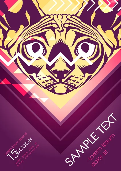 Diseño de póster de fiesta con gato — Vector de stock