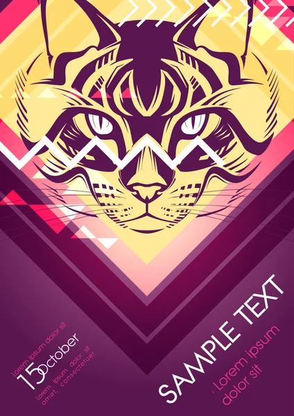 Partai desain poster dengan kucing - Stok Vektor
