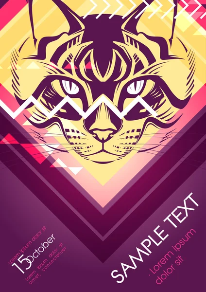 Poster de fête design avec chat — Image vectorielle