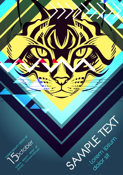 Šablona návrhu s cat a místo pro text. Plakát festivalu — Stockový vektor