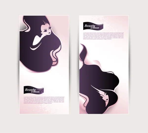 Banners com meninas bonitas — Vetor de Stock