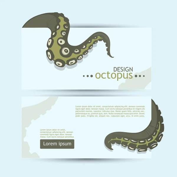 Set abstrak banner dengan octopus - Stok Vektor