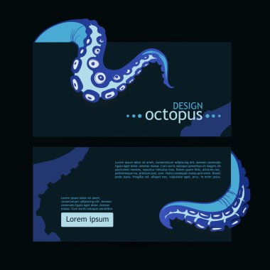 Ahtapot mavi tentacles ile tasarım şablonu. vektör çizim.