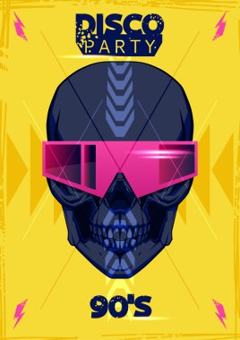 Festival poster with skull in amazing glasses