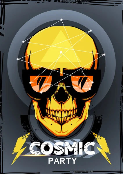 Vector sjabloon poster met mode schedel in glazen — Stockvector