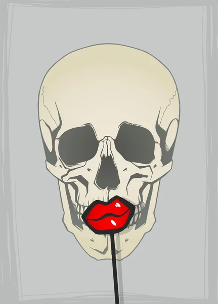 Calavera divertida con labios — Vector de stock