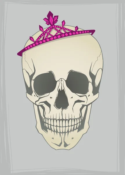 Crâne drôle avec tiare — Image vectorielle