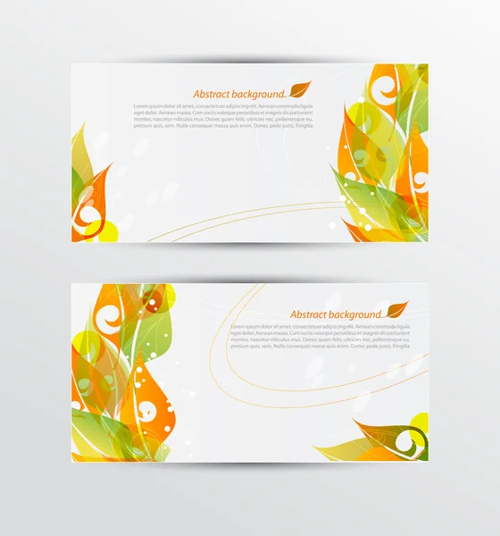 Conjunto vectorial de hojas coloridas de otoño. Ilustración de banners — Vector de stock