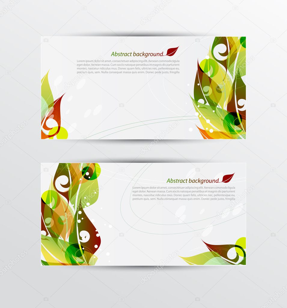 Vector set of colorful autumn leaves banners illustration