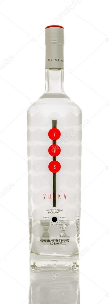 Winneconne, WI - 20 April 2016:  Bottle of Yes Vodka imported from Holland on an isolated background