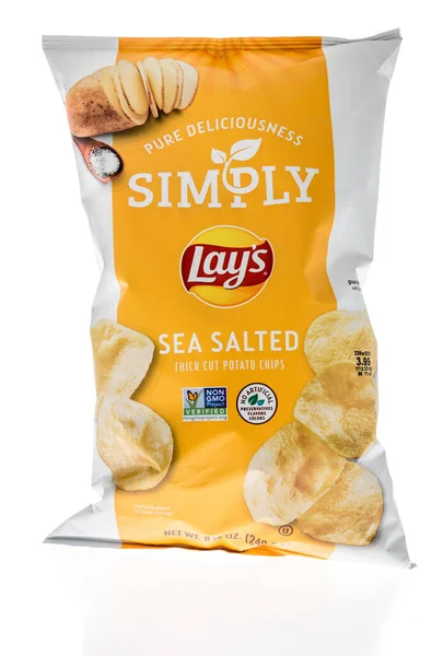 Winneconne Dezembro 2020 Saco Frito Lays Simplesmente Batata Frita Fundo — Fotografia de Stock