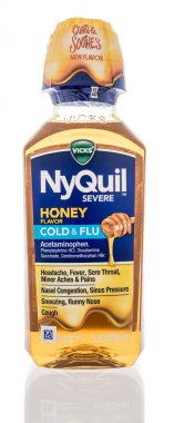 Winneconne, WI -4 January 2021: A package of Vicks nyquil severe cold and flu medicine in honey flavor on an isolated background. clipart