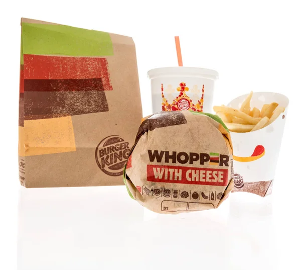 Winneconne Janvier 2021 Paquet Burger King Whopper Repas Boisson Frites — Photo