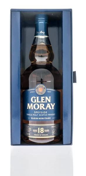 Winneconne Stycznia 2021 Butelka Whisky Single Malt Whisky Glen Moray — Zdjęcie stockowe