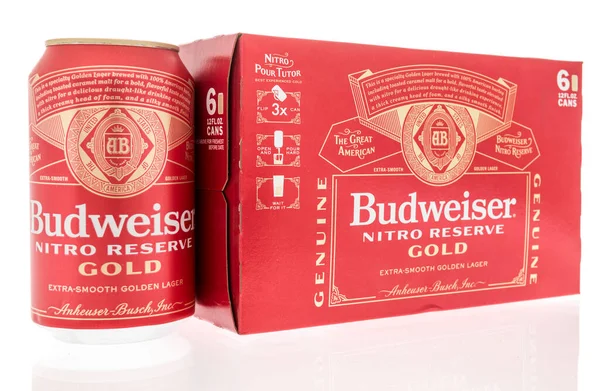 Winneconne Januari 2021 Een Six Pack Budweiser Nitro Reserve Goudbier — Stockfoto