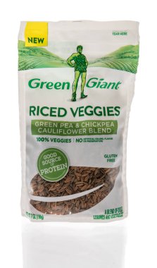 Winneconne, WI - 31 Mart 2021: Yeşil Dev Sebzeler, yeşil bezelye ve karnabahar karışımı bir paket