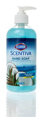 Winneconne, WI - 5 Temmuz 2021: İzole bir zemin üzerinde bir paket Clorox scentiva el sabunu