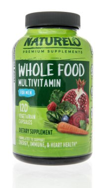 Winneconne, WI -8 August 2021:  A package of Naturelo whole food multivitamin supplement on an isolated background
