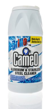 Winneconne, WI -8 August 2021:  A package of Brillo cameo aluminum and stainless steel cleaner on an isolated background