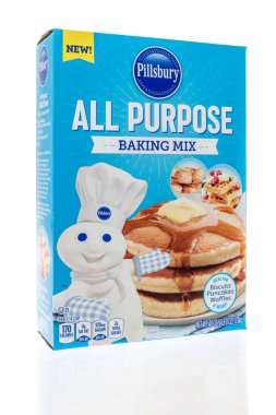 Winneconne, WI -15 Ağustos 2021: Bir Pillsbury paketi tecrit edilmiş bir zemin üzerinde bisküvi, krep ve waffle hazırlamak için