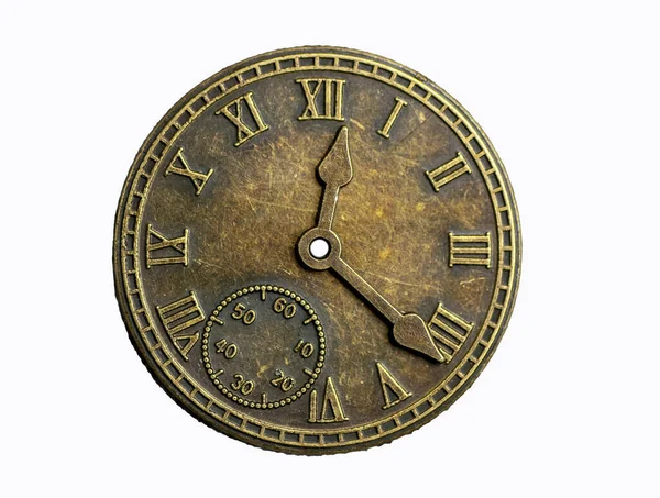 Steampunk style copper clock on a white background. — Stock Photo, Image