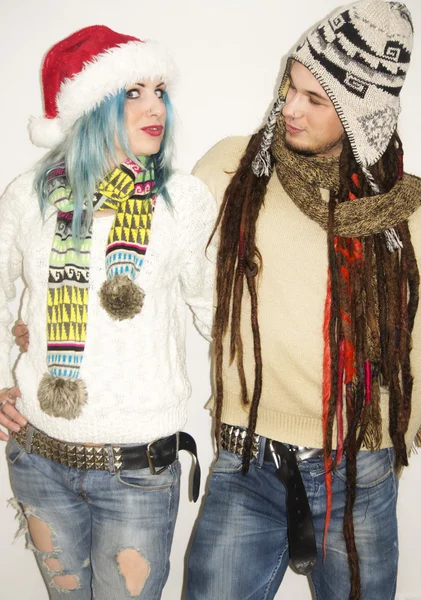 겨울 옷에 귀여운 커플 — 스톡 사진